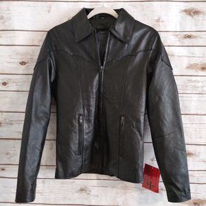 BIKESTAR Black Leather Motorcycle Jacket Size Small Biker Zipper NWT
